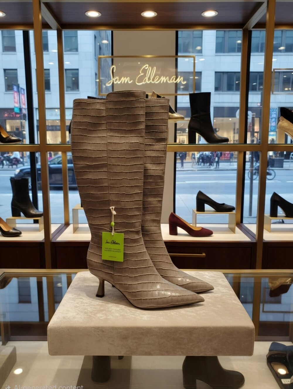 SAM EDELMAN TAYLIN 2 CROC PRINT LEATHER TALL BOOTS WOMEN'S SZ 7.5 M $295